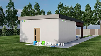 Проект гаража из газобетона 7 на 15, площадью 90 м² на 2 машиноместа (F-9431) — фасад 2