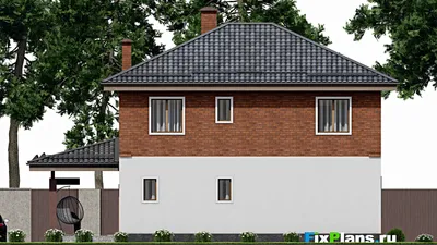 Проект двухэтажного дома 12 на 15, площадью 210 м² с 5 спальнями — фасад 6