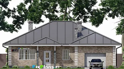 Проект одноэтажного дома 15 на 16, площадью 180 м² с 3 спальнями — фасад 3