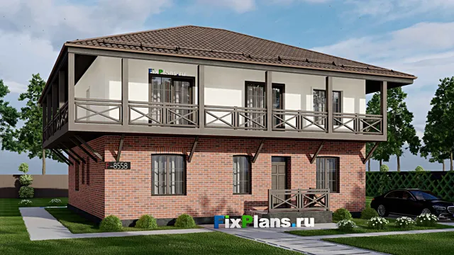 Проект двухэтажного дома 13 на 14, площадью 270 м² с террасой, балконом и 5 спальнями