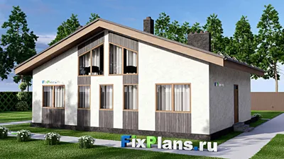 Проект дома с мансардой 13 на 14, площадью 160 м² с террасой и 4 спальнями — фасад 2