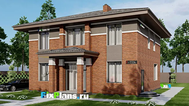 Проект двухэтажного дома 14 на 15, площадью 210 м² с 3 спальнями
