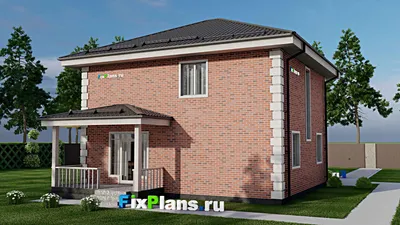 Проект двухэтажного дома 11 на 14, площадью 170 м² с террасой и 5 спальнями — фасад 2