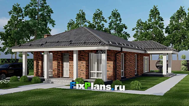 Проект одноэтажного дома 13 на 16, площадью 130 м² с 2 спальнями