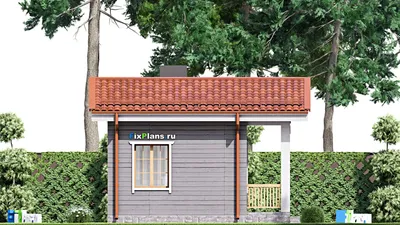 Проект бани 7 на 7, площадью 40 м² с комнатой отдыха — фасад 4