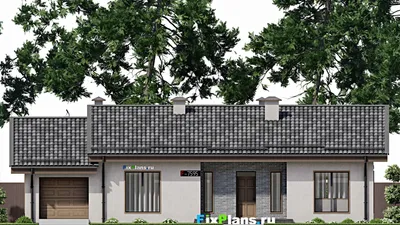 Проект одноэтажного дома 10 на 15, площадью 160 м² с террасой, гаражом на 1 машину и 3 спальнями — фасад 3