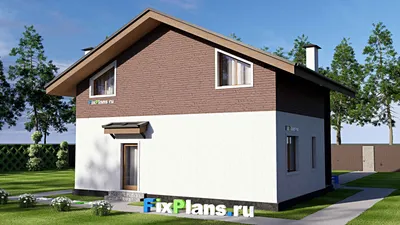 Проект дома с мансардой 9 на 11, площадью 120 м² с балконом и 4 спальнями — фасад 2