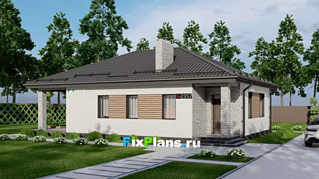 Проект одноэтажного дома 11 на 15, площадью 120 м² с террасой и 1 спальнями