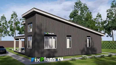 Проект одноэтажного дома 13 на 14, площадью 120 м² с террасой и 2 спальнями — фасад 2