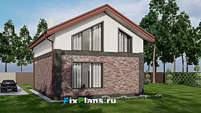 Проект дома с мансардой 9 на 13, площадью 150 м² с 1 спальнями — фасад 2