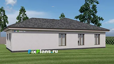 Проект одноэтажного дома 12 на 19, площадью 160 м² с гаражом на 2 машины и 3 спальнями — фасад 2