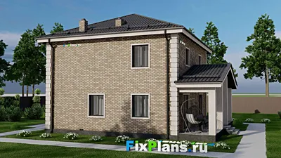 Проект двухэтажного дома 10 на 11, площадью 180 м² с террасой и 4 спальнями — фасад 2