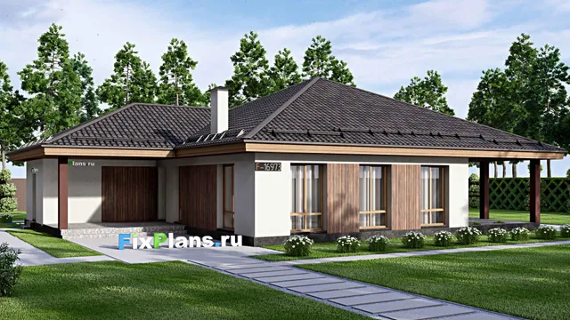 Проект одноэтажного дома 15 на 20, площадью 200 м² с террасой и 3 спальнями