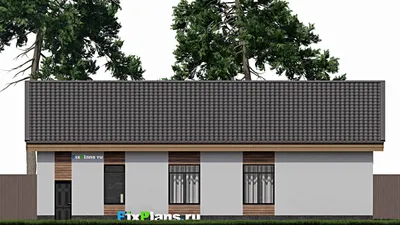 Проект одноэтажного дома 12 на 17, площадью 140 м² с гаражом на 1 машину и 3 спальнями (F-0998i) — фасад 6