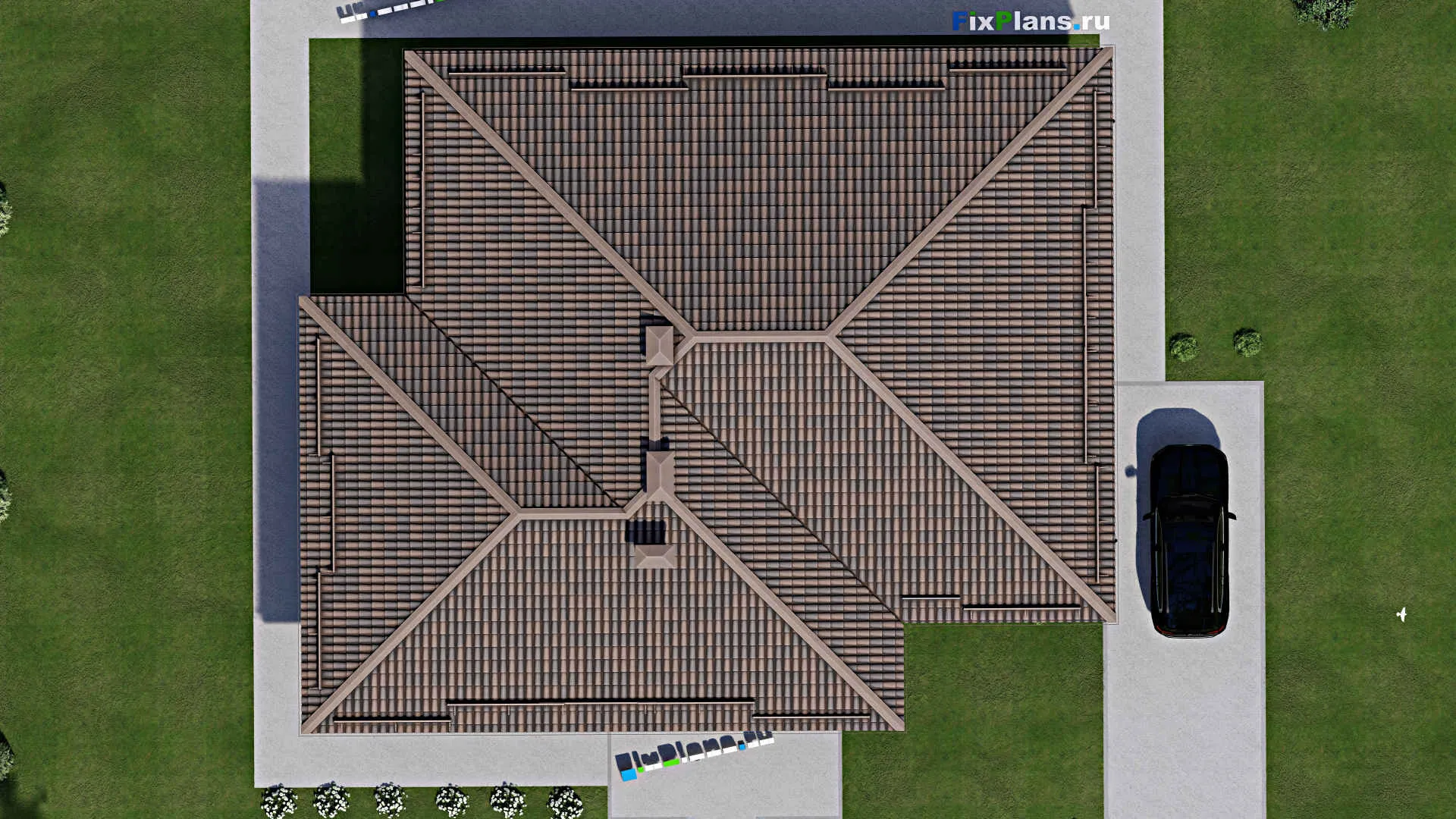 F-9368 - Проект одноэтажного дома 15 на 18, площадью 190 м² с 4 спальнями