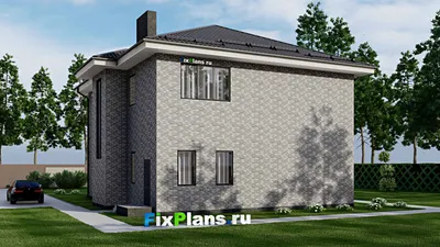 Проект двухэтажного дома 14 на 15, площадью 250 м² с террасой и 4 спальнями — фасад 2