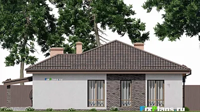 Проект одноэтажного дома 15 на 16, площадью 180 м² с террасой и 3 спальнями (F-8135) — фасад 6