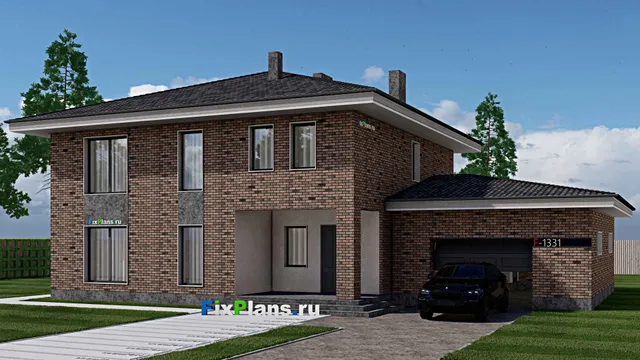 Проект двухэтажного дома 15 на 20, площадью 540 м² с террасой, гаражом на 2 машины и 8 спальнями