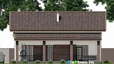 Проект дома с мансардой 13 на 15, площадью 240 м² с террасой и 5 спальнями — фасад 6