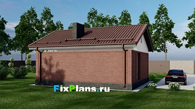 Проект одноэтажного дома 8 на 10, площадью 60 м² с 2 спальнями — фасад 2