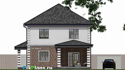 Проект двухэтажного дома 10 на 10, площадью 160 м² с террасой и 3 спальнями — фасад 4