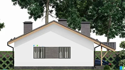 Проект одноэтажного дома 11 на 11, площадью 90 м² с 2 спальнями — фасад 4