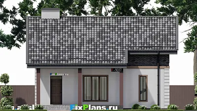 Проект дома с мансардой 11 на 12, площадью 140 м² с террасой и 2 спальнями — фасад 3