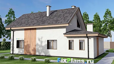 Проект дома с мансардой 10 на 16, площадью 180 м² с гаражом на 1 машину и 4 спальнями — фасад 2