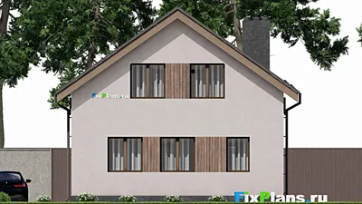 Проект дома с мансардой 9 на 12, площадью 140 м² с террасой, балконом и 3 спальнями — фасад 6