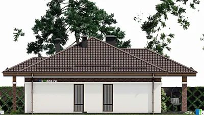 Проект одноэтажного дома 12 на 15, площадью 160 м² с террасой и 3 спальнями — фасад 5