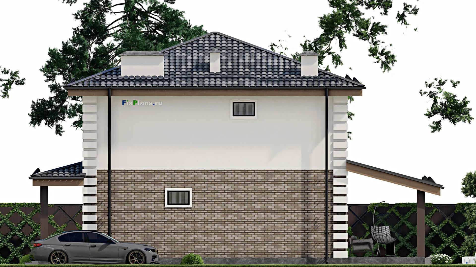 F-12284 - Проект двухэтажного дома 10 на 15, площадью 180 м² с террасой и 2 спальнями