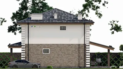 Проект двухэтажного дома 10 на 15, площадью 180 м² с террасой и 2 спальнями — фасад 5