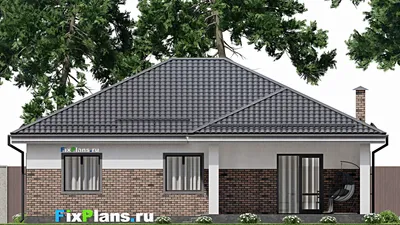 Проект одноэтажного дома 14 на 15, площадью 170 м² с террасой и 3 спальнями (F-4121) — фасад 6