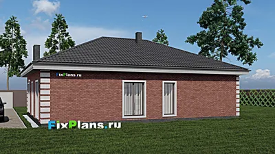 Проект одноэтажного дома 11 на 15, площадью 130 м² с 3 спальнями — фасад 2