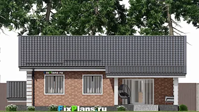 Проект одноэтажного дома 10 на 13, площадью 120 м² с террасой и 3 спальнями — фасад 6