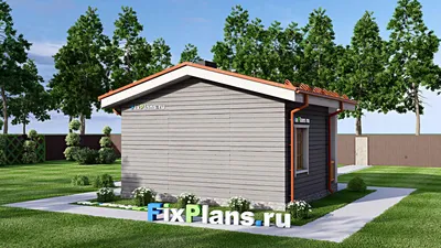 Проект бани 7 на 7, площадью 40 м² с комнатой отдыха — фасад 2