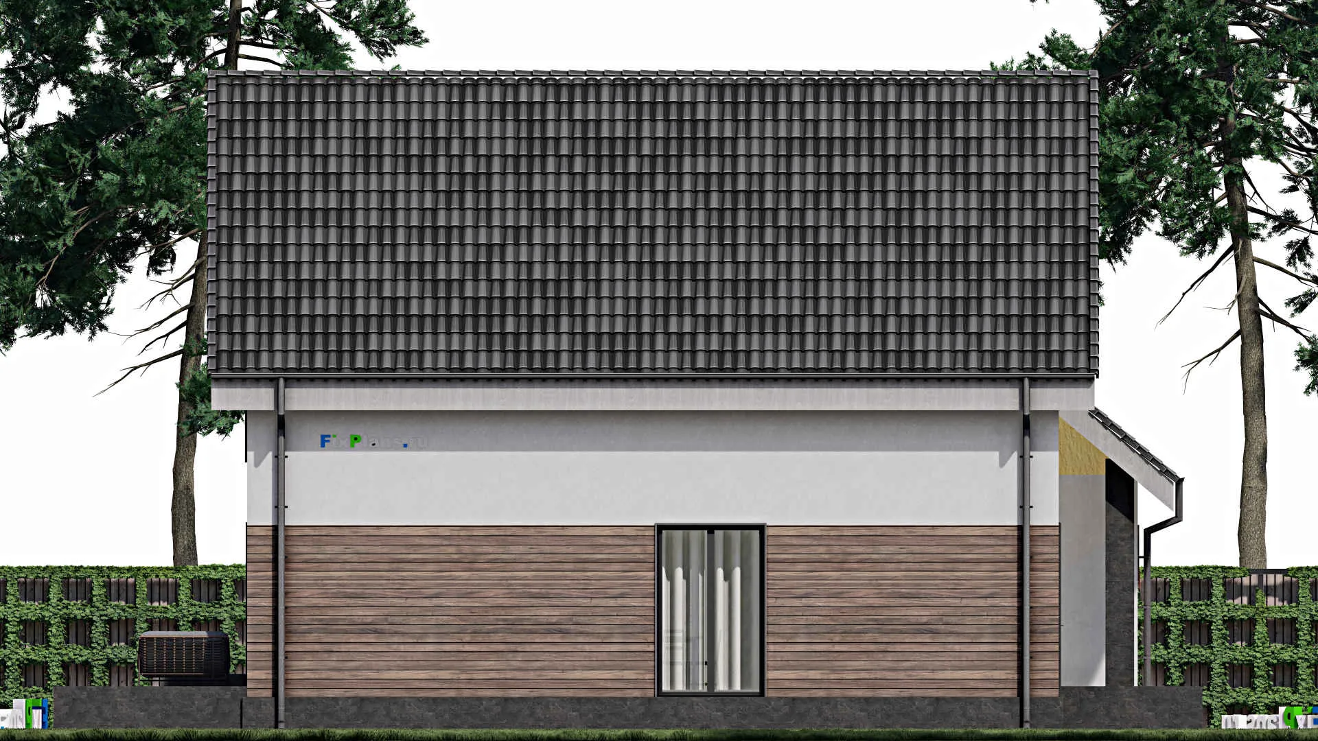 F-1304 - Проект дома с мансардой 12 на 13, площадью 200 м² с террасой, гаражом на 1 машину и 4 спальнями