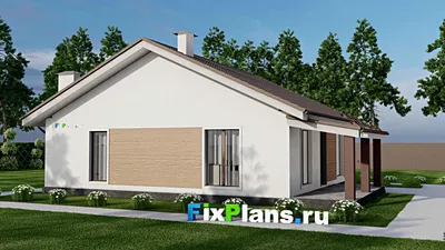 Проект одноэтажного дома 12 на 14, площадью 120 м² с 2 спальнями — фасад 2