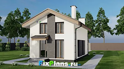 Проект дома с мансардой 7 на 11, площадью 100 м² с 4 спальнями — фасад 2