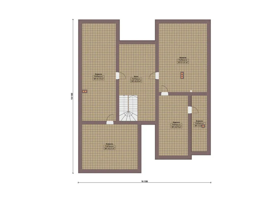 Проект одноэтажного дома 17 на 21, площадью 500 м² с террасой, гаражом на 2 машины и 3 спальнями — 2-й этаж