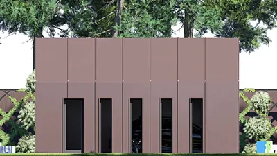 Проект гаража 5 на 8, площадью 30 м² на 1 машиноместо — фасад 4