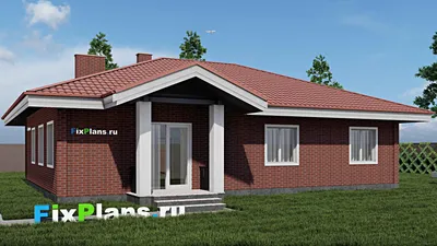 Проект одноэтажного дома 11 на 15, площадью 290 м² с террасой и 8 спальнями — фасад 2