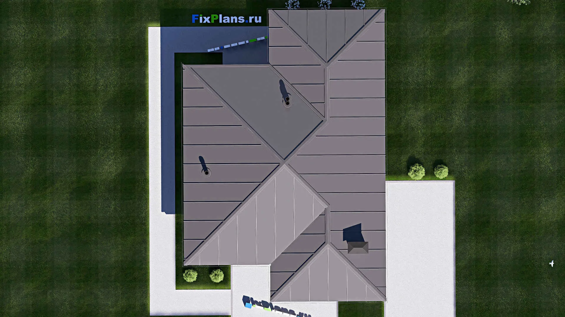 F-18665 - Проект одноэтажного дома 11 на 16, площадью 110 м² с террасой и 2 спальнями