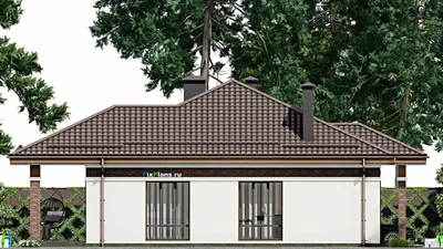 Проект одноэтажного дома 12 на 15, площадью 160 м² с террасой и 3 спальнями — фасад 4