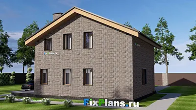 Проект дома с мансардой 10 на 13, площадью 160 м² с террасой и 4 спальнями — фасад 2