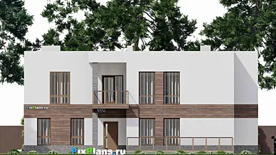 Проект двухэтажного дома 18 на 19, площадью 360 м² с террасой, балконом и 5 спальнями — фасад 3