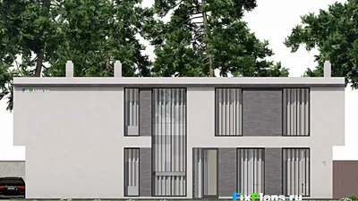 Проект двухэтажного дома 13 на 18, площадью 340 м² с балконом, спортзалом и 4 спальнями — фасад 6