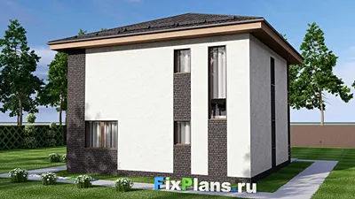 Проект двухэтажного дома 11 на 11, площадью 160 м² с балконом и 3 спальнями — фасад 2