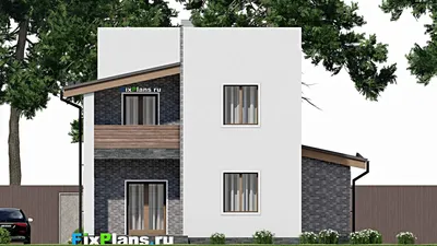 Проект дома с мансардой 11 на 12, площадью 130 м² с террасой, балконом и 3 спальнями — фасад 6