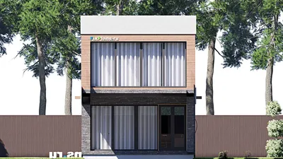 Проект двухэтажного дома 7 на 24, площадью 180 м² с террасой, балконом и 3 спальнями — фасад 3